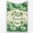 Detailed Floral Garden with Palace Scenic Toile Seamless Pattern  Personalised Custom Name Super Soft Fleece Blanket Bed Sofa Throw