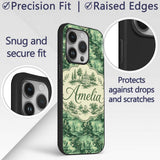 Detailed Floral Garden with Palace Scenic Toile Custom Name Protective Phone Case Mobile Cover Durable Everyday Smartphone Shock Resistant