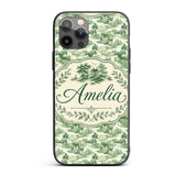 Soft Green Countryside River Village Scenic Toile Custom Name Protective Phone Case Mobile Cover Durable Everyday Smartphone Shock Resistant
