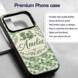 Soft Green Countryside River Village Scenic Toile Custom Name Protective Phone Case Mobile Cover Durable Everyday Smartphone Shock Resistant
