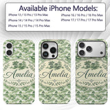 Soft Green Countryside River Village Scenic Toile Custom Name Protective Phone Case Mobile Cover Durable Everyday Smartphone Shock Resistant