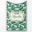 Dark Green Romantic Landscape with Figures Scenic Toile Seamless  Personalised Custom Name Super Soft Fleece Blanket Bed Sofa Throw