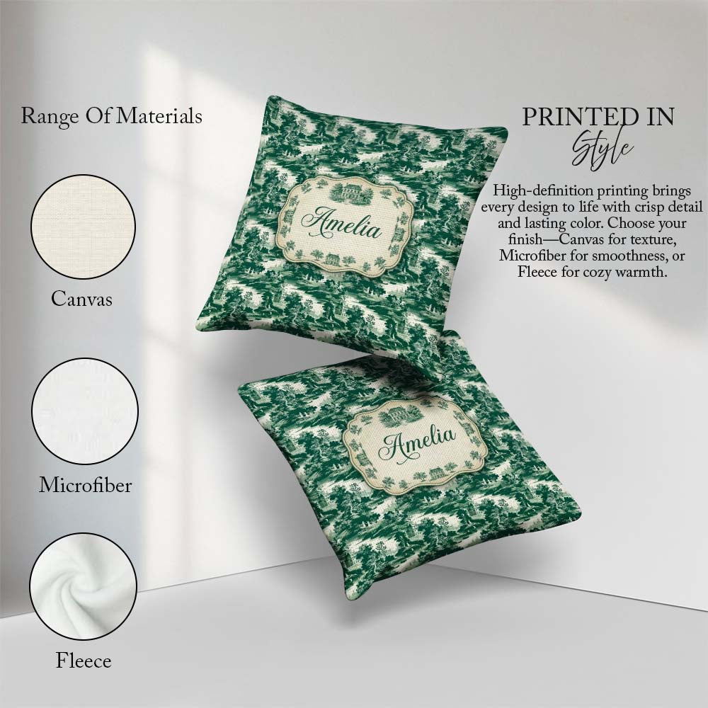 Custom Name Dark Romantic Landscape with Figures Scenic Seamless Square Filled Cushion Throw Pillow Sofa Bed Home Decor Zip Washable UK Made
