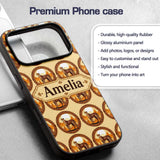 Ornate Desert Cheetah Medallion Tribal Frame Custom Name Protective Phone Case Mobile Cover Durable Everyday Smartphone Shock Resistant