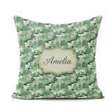 Custom Name Bright Green Pastoral Hillside Scenic Toile Seamless Square Filled Cushion Throw Pillow Sofa Bed Home Decor Zip Washable UK Made