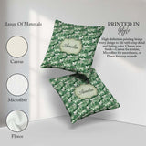 Custom Name Bright Green Pastoral Hillside Scenic Toile Seamless Square Filled Cushion Throw Pillow Sofa Bed Home Decor Zip Washable UK Made