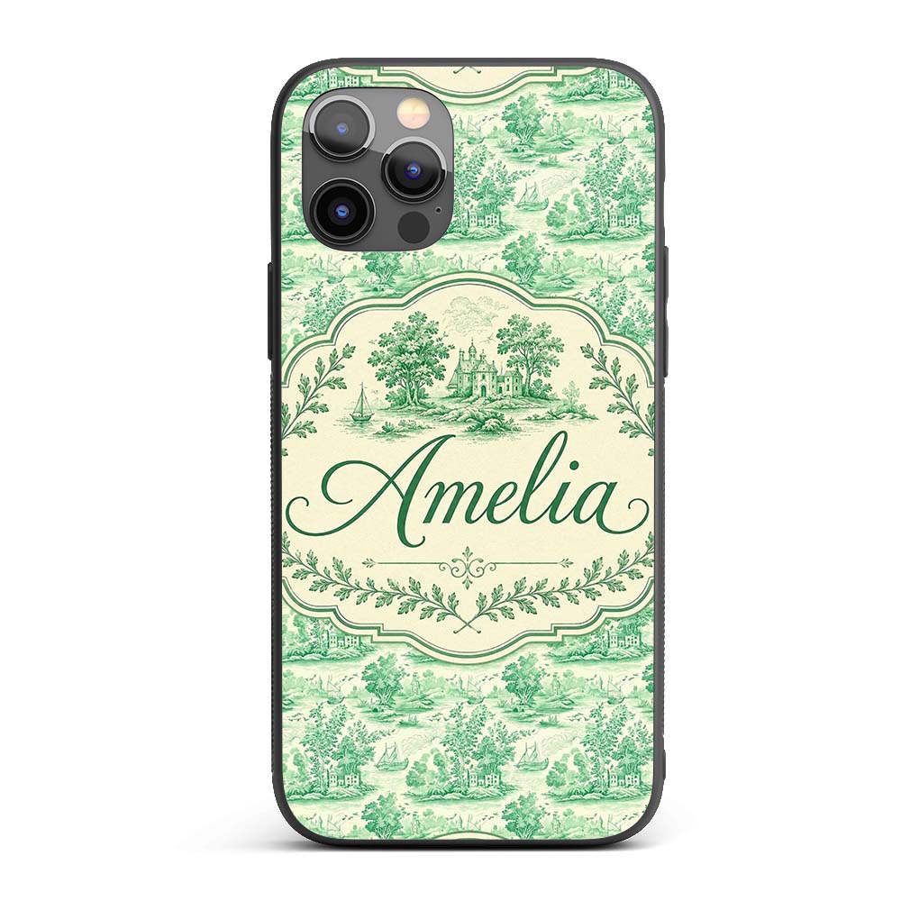 Vintage Coastal Village Ships and Trees Scenic Custom Name Protective Phone Case Mobile Cover Durable Everyday Smartphone Shock Resistant