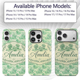 Vintage Coastal Village Ships and Trees Scenic Custom Name Protective Phone Case Mobile Cover Durable Everyday Smartphone Shock Resistant
