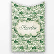 Elegant Garden Estate with Statues Scenic Toile Seamless Pattern  Personalised Custom Name Super Soft Fleece Blanket Bed Sofa Throw