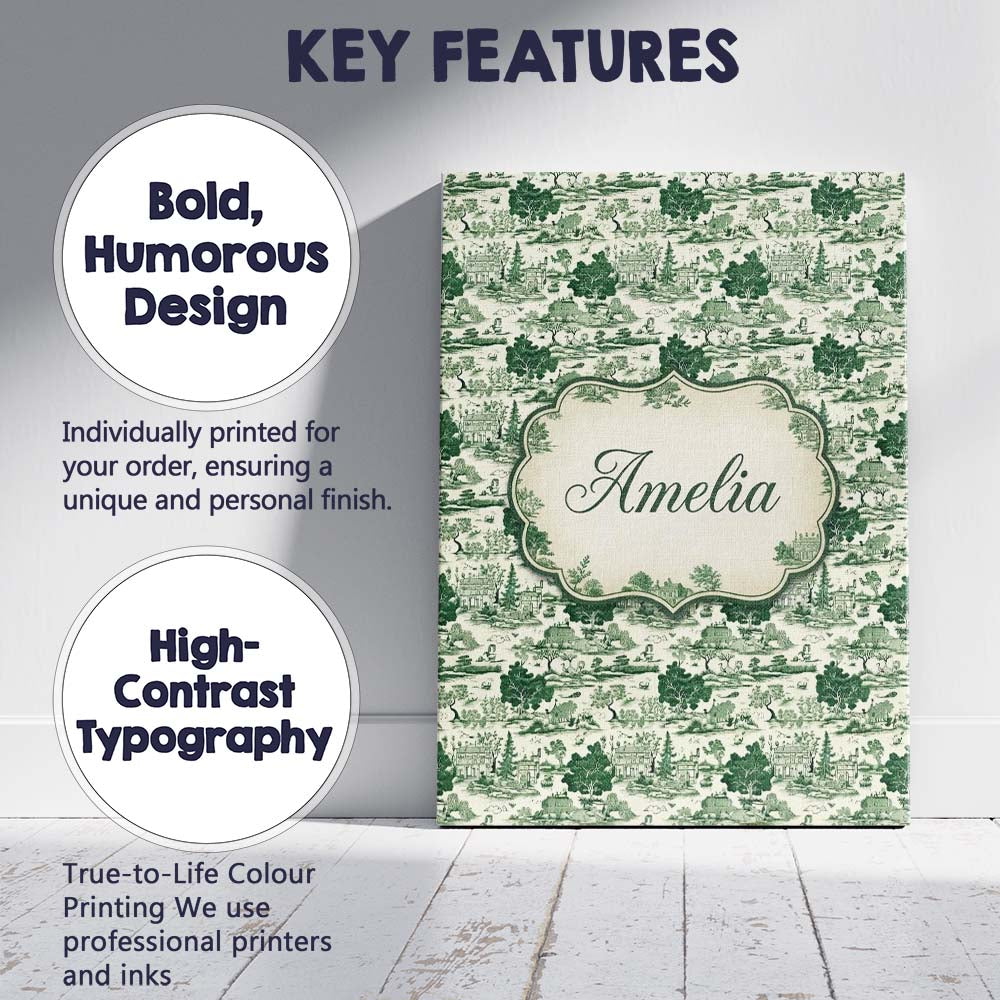 Personalised Name Elegant Garden Estate Custom  Unique Gift Idea Modern Room Accent Canvas Wall Art Print Decor Picture Ready to Hang