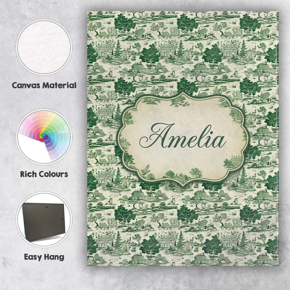 Personalised Name Elegant Garden Estate Custom  Unique Gift Idea Modern Room Accent Canvas Wall Art Print Decor Picture Ready to Hang