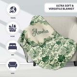 Elegant Garden Estate with Statues Scenic Toile Seamless Pattern  Personalised Custom Name Super Soft Fleece Blanket Bed Sofa Throw