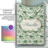 Elegant Garden Estate with Statues Scenic Toile Seamless Pattern  Personalised Custom Name Super Soft Fleece Blanket Bed Sofa Throw
