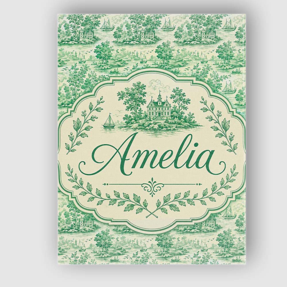Personalised Name Classic Green Garden Custom  Modern Room Accent Elegant Feature Canvas Wall Art Print Decor Picture Ready to Hang