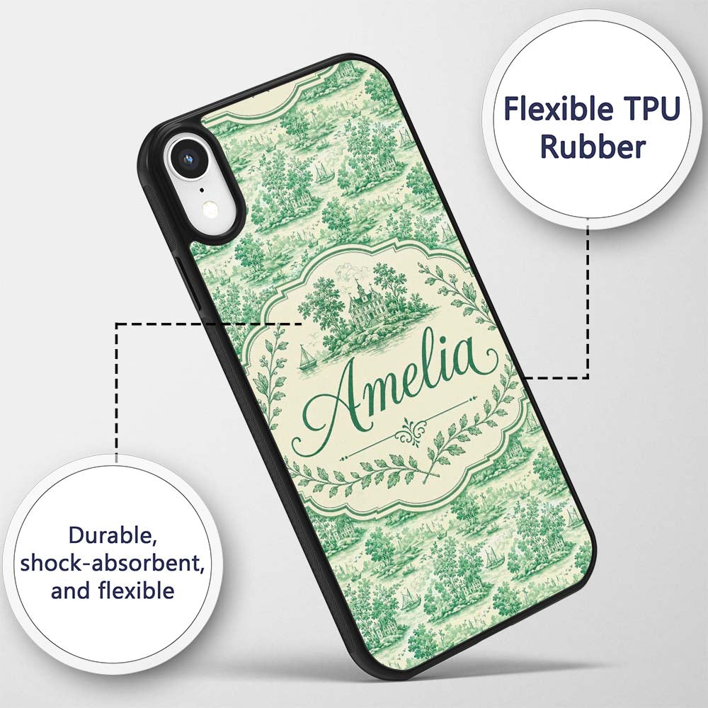 Classic Green Garden Landscape with Villas Scenic Custom Name Protective Phone Case Mobile Cover Durable Everyday Smartphone Shock Resistant