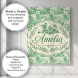 Personalised Name Classic Green Garden Custom  Modern Room Accent Elegant Feature Canvas Wall Art Print Decor Picture Ready to Hang