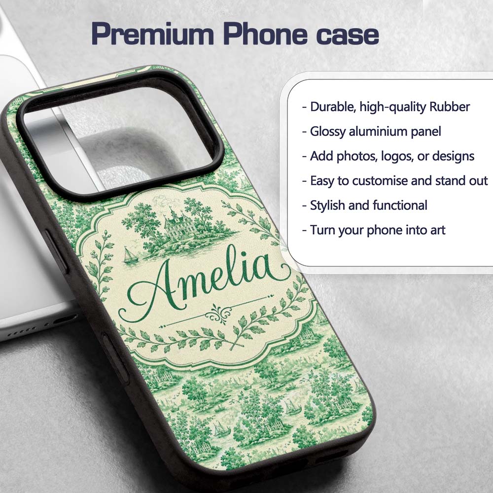 Classic Green Garden Landscape with Villas Scenic Custom Name Protective Phone Case Mobile Cover Durable Everyday Smartphone Shock Resistant