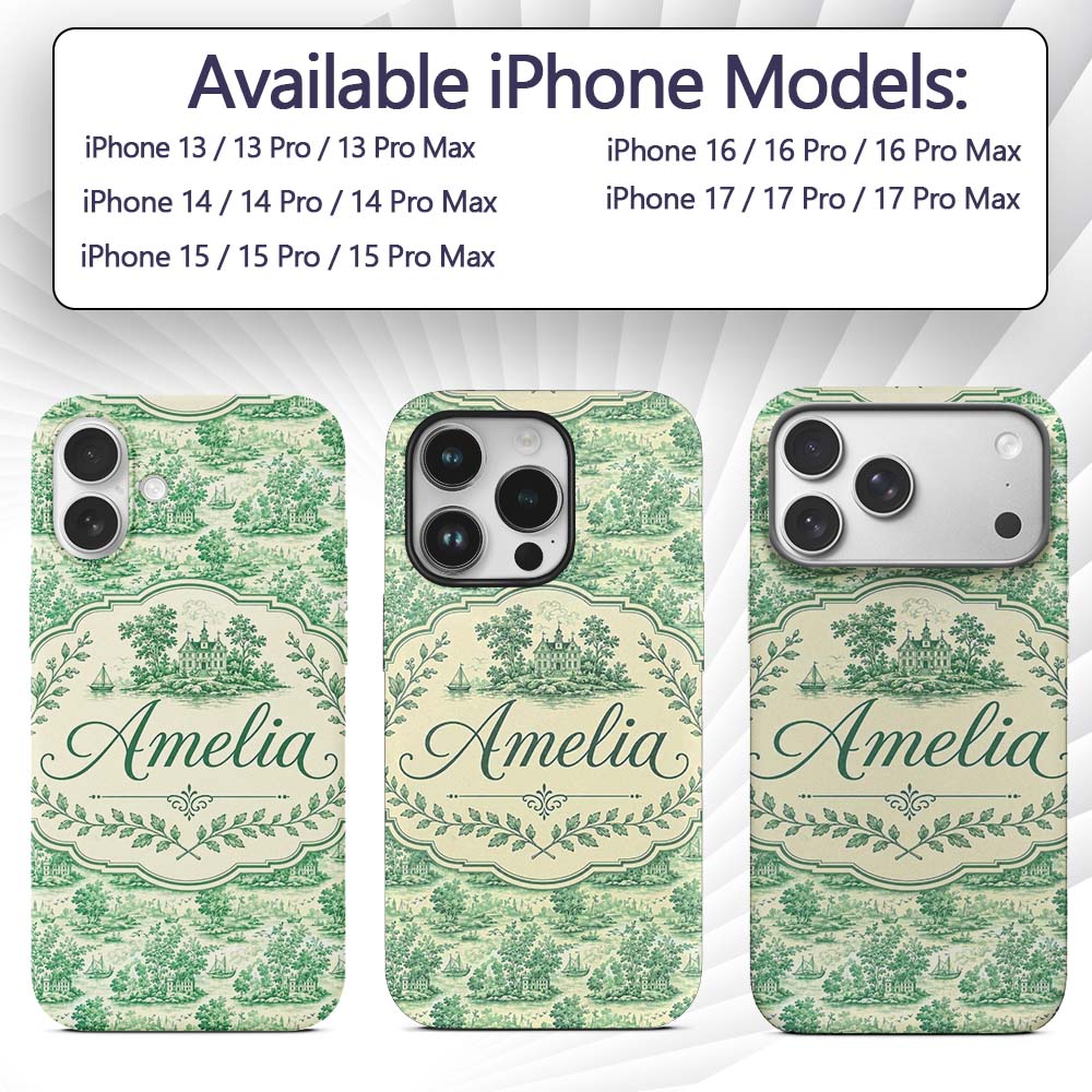 Classic Green Garden Landscape with Villas Scenic Custom Name Protective Phone Case Mobile Cover Durable Everyday Smartphone Shock Resistant