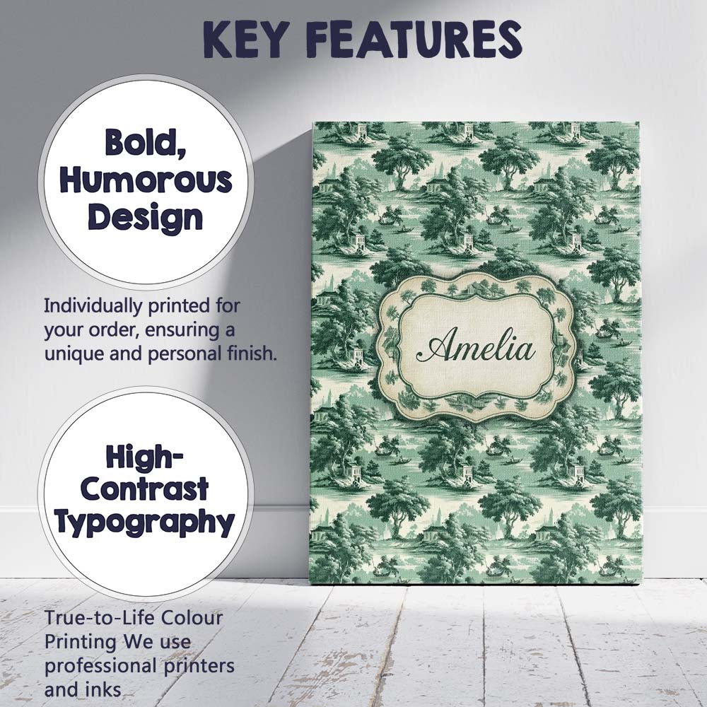 Personalised Name Elegant Riverside Trees Custom  Bespoke Decorative Contemporary Canvas Wall Art Print Decor Picture Ready to Hang