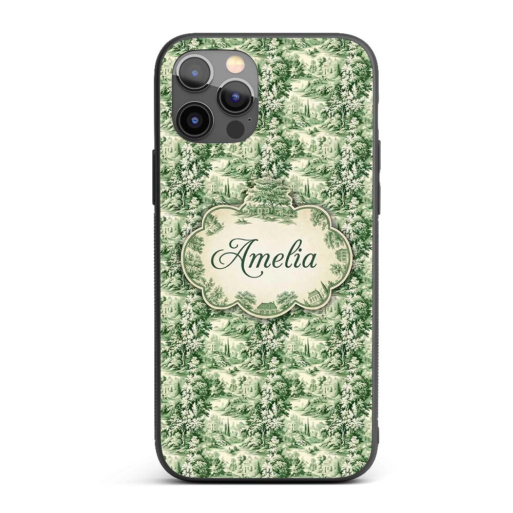 Lush Botanical Forest Estate Scenic Toile Nature Custom Name Protective Phone Case Mobile Cover Durable Everyday Smartphone Shock Resistant