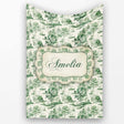 Vintage Garden Statues and Floral Landscape Toile Seamless Pattern  Personalised Custom Name Super Soft Fleece Blanket Bed Sofa Throw