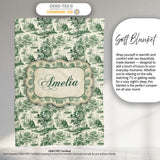 Vintage Garden Statues and Floral Landscape Toile Seamless Pattern  Personalised Custom Name Super Soft Fleece Blanket Bed Sofa Throw