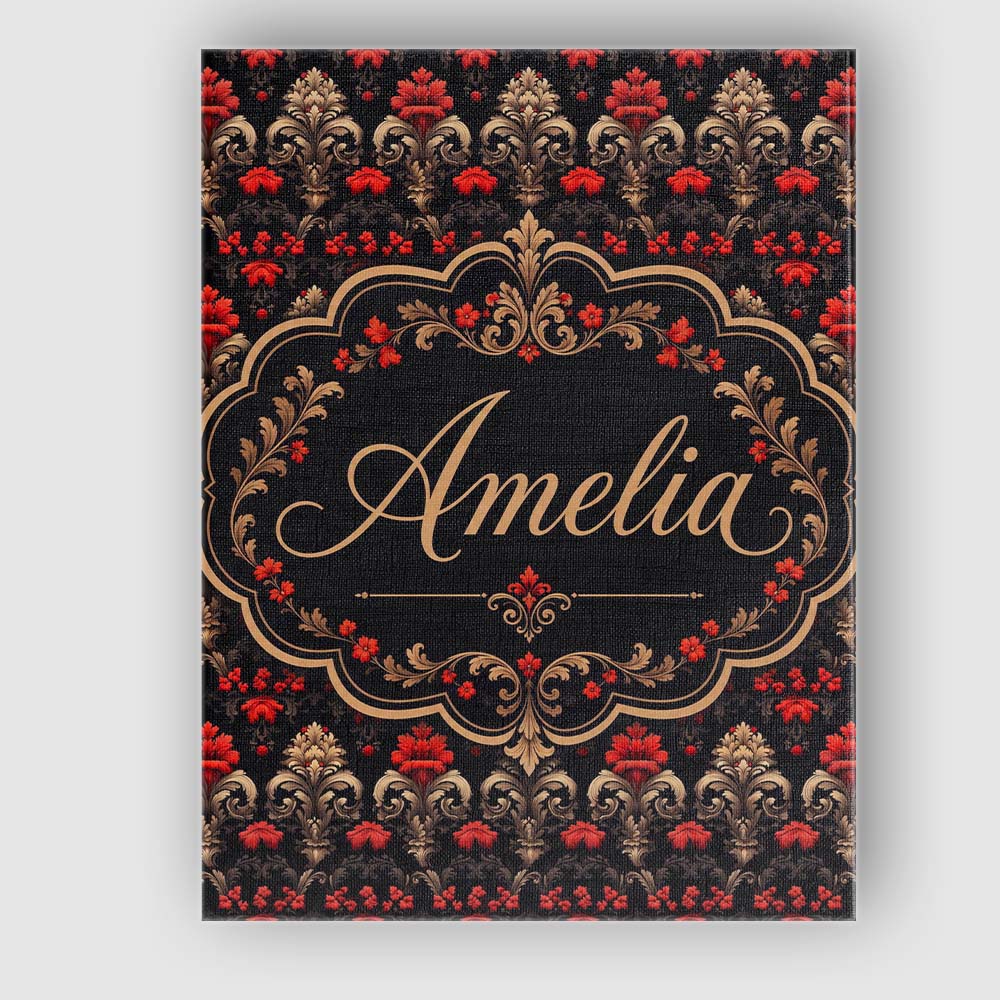 Personalised Name Luxury Black Red Gold Custom  Modern Room Accent Elegant Feature Canvas Wall Art Print Decor Picture Ready to Hang