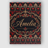 Personalised Name Luxury Black Red Gold Custom  Modern Room Accent Elegant Feature Canvas Wall Art Print Decor Picture Ready to Hang