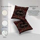 Custom Name Luxury Black Red Gold Floral Baroque Damask Seamless Square Filled Cushion Throw Pillow Sofa Bed Home Decor Zip Washable UK Made