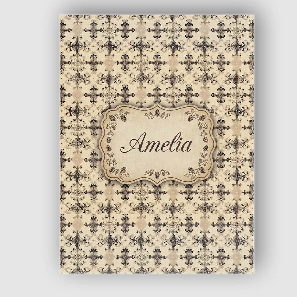 Personalised Name Classic Beige Ornamental Custom  Unique Gift Idea Elegant Feature Canvas Wall Art Print Decor Picture Ready to Hang