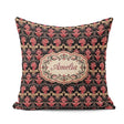 Custom Name Luxury Red Gold Ornate Baroque Seamless Pattern Name Square Filled Cushion Throw Pillow Sofa Bed Home Decor Zip Washable UK Made