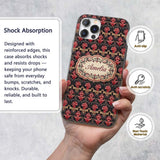 Luxury Red Gold Ornate Baroque Damask Seamless Custom Name Protective Phone Case Mobile Cover Durable Everyday Smartphone Shock Resistant