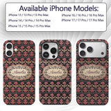 Luxury Red Gold Ornate Baroque Damask Seamless Custom Name Protective Phone Case Mobile Cover Durable Everyday Smartphone Shock Resistant
