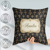 Custom Name Classic Black Elegant Baroque Floral Damask Seamless Square Filled Cushion Throw Pillow Sofa Bed Home Decor Zip Washable UK Made