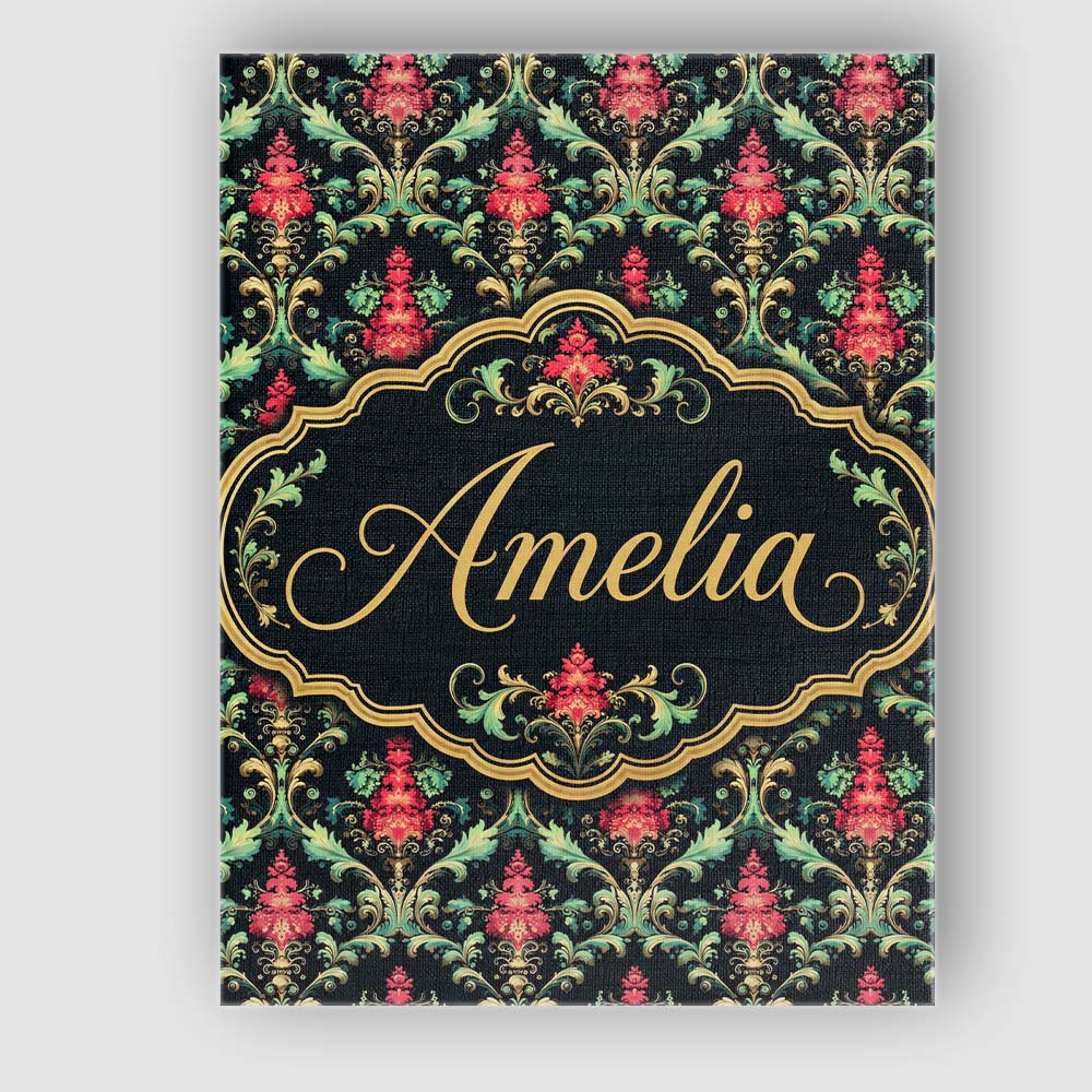 Personalised Name Vibrant Pink Teal Ornate Custom  Unique Gift Idea Elegant Feature Canvas Wall Art Print Decor Picture Ready to Hang