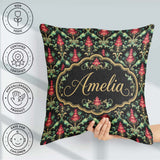 Custom Name Vibrant Pink Ornate Floral Baroque Seamless Pattern Square Filled Cushion Throw Pillow Sofa Bed Home Decor Zip Washable UK Made
