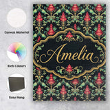 Personalised Name Vibrant Pink Teal Ornate Custom  Unique Gift Idea Elegant Feature Canvas Wall Art Print Decor Picture Ready to Hang