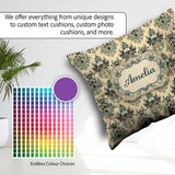 Custom Name Muted Sage Green Classic Ornate Damask Seamless Name Square Filled Cushion Throw Pillow Sofa Bed Home Decor Zip Washable UK Made