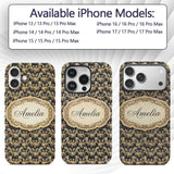 Royal Blue Gold Luxury Baroque Printed Design Custom Name Protective Phone Case Mobile Cover Durable Everyday Smartphone Shock Resistant