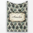 Vintage Grunge Grey Black Ornate Damask Seamless Pattern Name Cute  Personalised Custom Name Super Soft Fleece Blanket Bed Sofa Throw