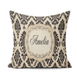 Custom Name Classic Cream Black Traditional Damask Seamless Name Square Filled Cushion Throw Pillow Sofa Bed Home Decor Zip Washable UK Made