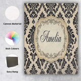 Personalised Name Classic Cream Black Custom Modern Room Accent Creative Decorator Style Canvas Wall Art Print Decor Picture Ready to Hang