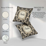 Custom Name Classic Cream Black Traditional Damask Seamless Name Square Filled Cushion Throw Pillow Sofa Bed Home Decor Zip Washable UK Made