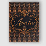 Personalised Name Rich Brown Bronze Vertical Custom Bespoke  Contemporary Display Canvas Wall Art Print Decor Picture Ready to Hang
