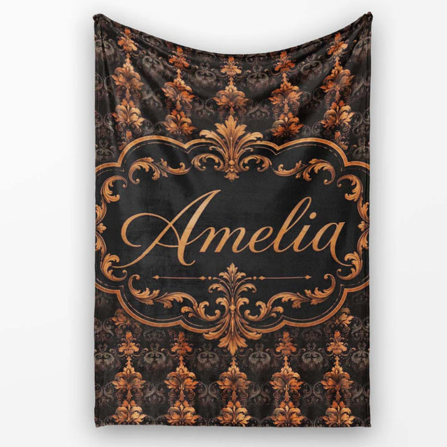 Rich Brown Bronze Vertical Baroque Stripe Seamless Pattern Name Cute  Personalised Custom Name Super Soft Fleece Blanket Bed Sofa Throw