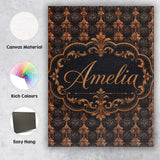 Personalised Name Rich Brown Bronze Vertical Custom Bespoke  Contemporary Display Canvas Wall Art Print Decor Picture Ready to Hang