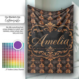 Rich Brown Bronze Vertical Baroque Stripe Seamless Pattern Name Cute  Personalised Custom Name Super Soft Fleece Blanket Bed Sofa Throw