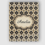 Personalised Name Warm Beige Black Ornate Custom  Unique Gift Idea Elegant Feature Canvas Wall Art Print Decor Picture Ready to Hang