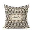 Custom Name Antique Ivory Black Detailed Baroque Floral Seamless Square Filled Cushion Throw Pillow Sofa Bed Home Decor Zip Washable UK Made