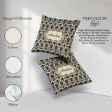 Custom Name Antique Ivory Black Detailed Baroque Floral Seamless Square Filled Cushion Throw Pillow Sofa Bed Home Decor Zip Washable UK Made